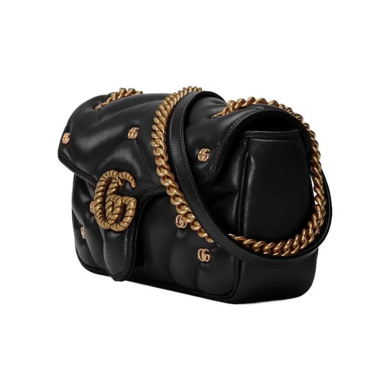 GUCCI GG Marmont Quilting Leather Crossbody Bag Shoulder Bag Women's Black-2