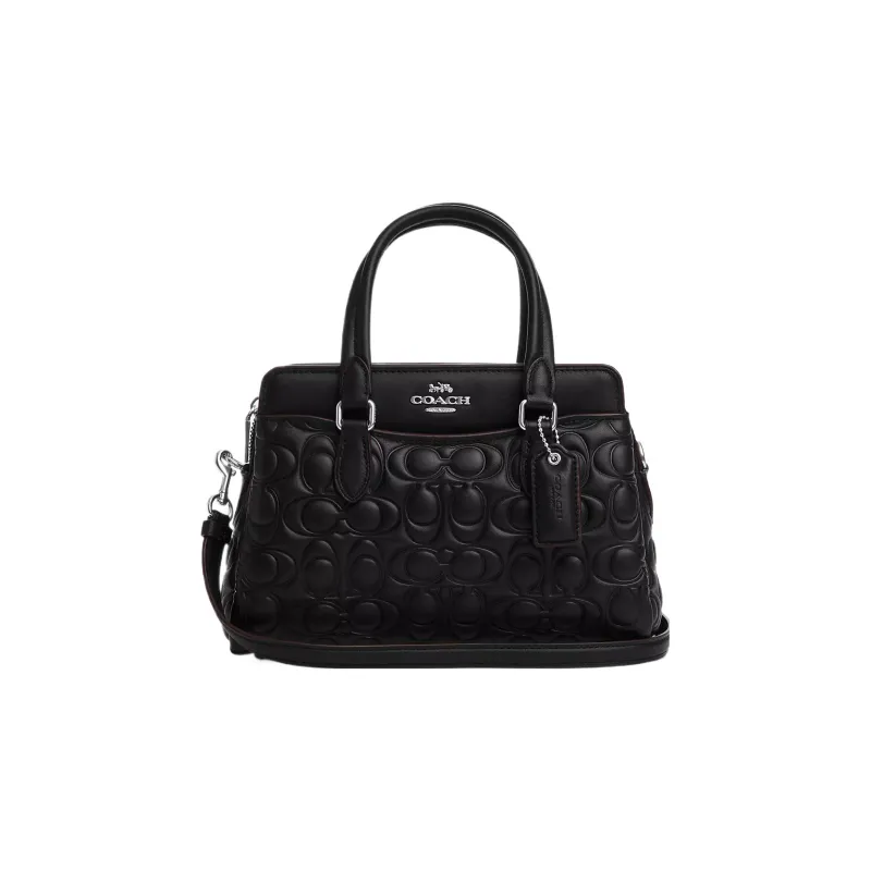 COACH Darcie Leather Shoulder Bag, Crossbody Bag, Handbag Medium Size Women's Silver & Black-0