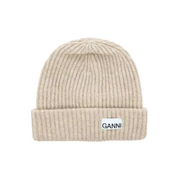 GANNI Logo Patch Oversized Beanie