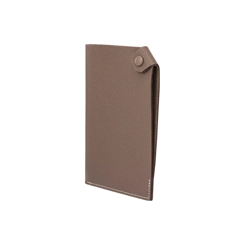 HERMES Tarmac Cowhide Leather Passport Holder Unisex 18 Etoupe Elephant Gray-1
