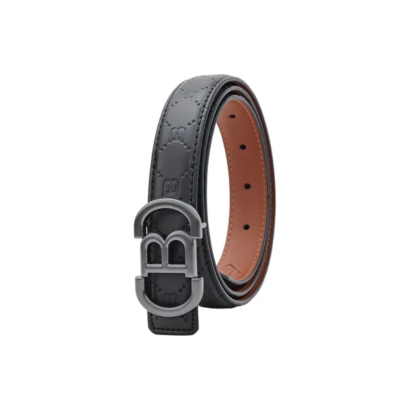 NINE NAIL Retro Trend All Over Print Monogram Plate Buckle Pvc Cow Leather Leather Belts Women's Width  2.5cm-1