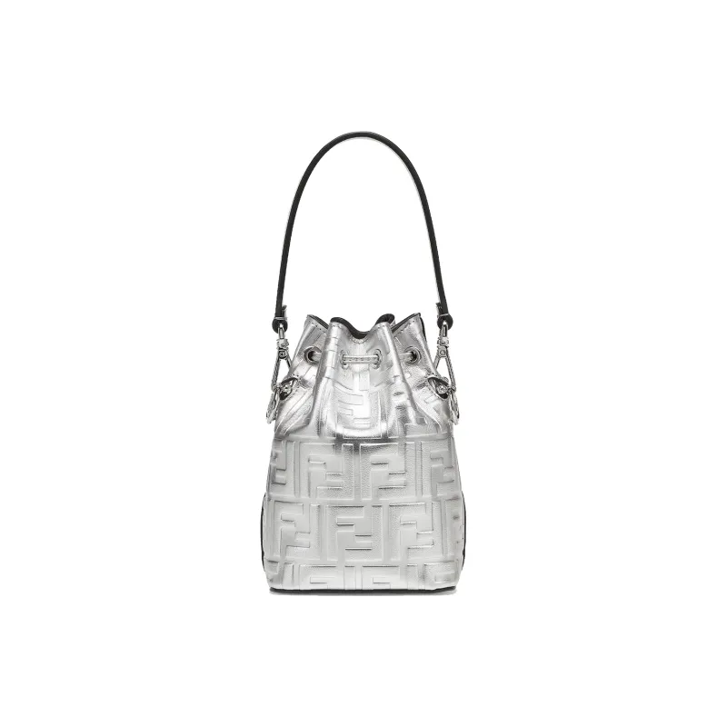 FENDI Mon Tresor Calfskin Bucket Bag, Shoulder Bag, Crossbody Bag, Handbag Small Size Women's Silver-2