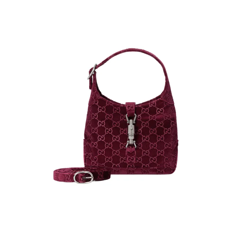GUCCI Jackie 1961 Velvet Handbag, Shoulder Bag Women's Burgundy-2