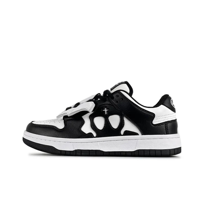 LuzaoT SUPER DRAG Wings Shoes Low Top Skateboard Shoes Unisex White Black-0