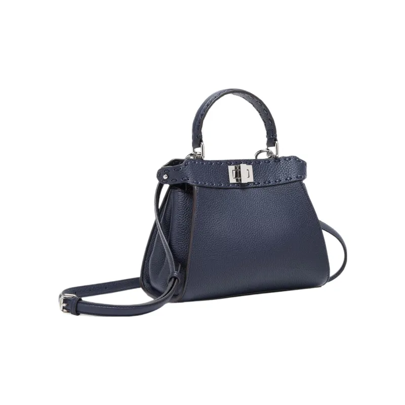 FENDI Peekaboo Calfskin Shoulder Bag, Crossbody Bag, Handbag Mini Women's Midnight Blue-1