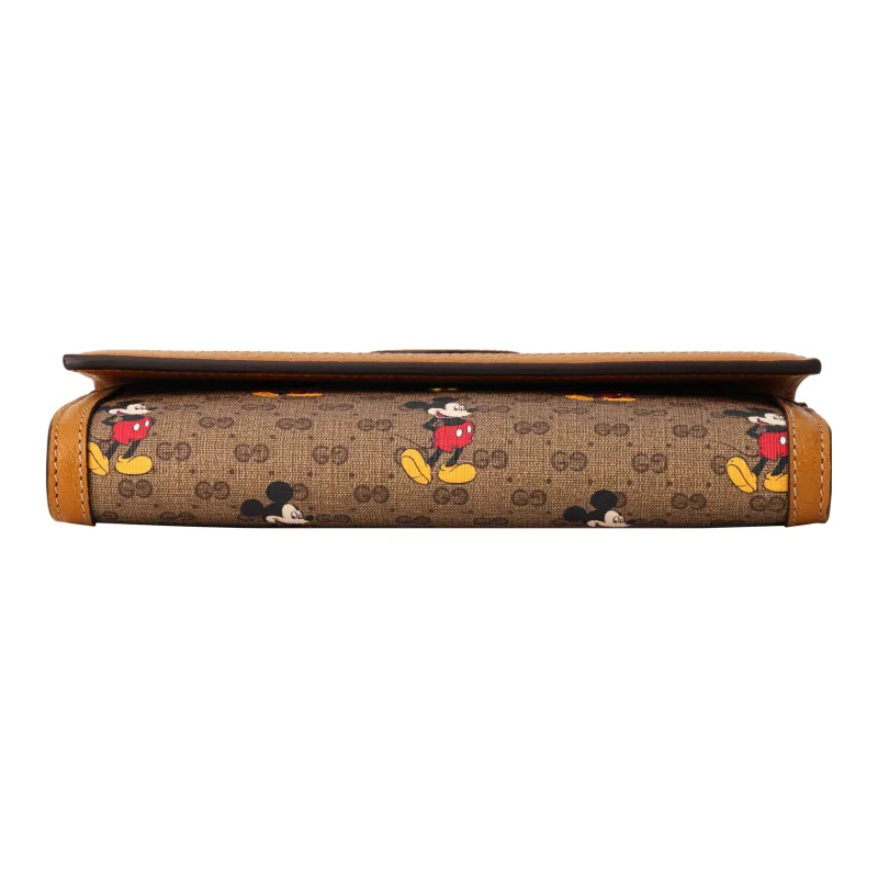 GUCCI Disney, Collaboration Leather Wallet Regular Unisex Brown Yellow-6