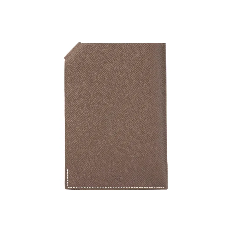 HERMES Tarmac Cowhide Leather Passport Holder Unisex 18 Etoupe Elephant Gray-2