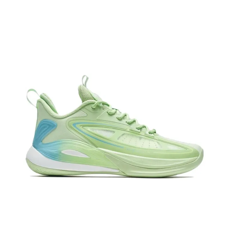 XTEP Light Feathers 3rd Generation V3 Cushioning Anti Slip And Wear Resistant Low Top Basketball Shoes Men's Green Blue-1