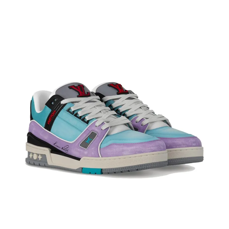 LOUIS VUITTON Trainer Low Top Skateboard Shoes Men's Blue-1