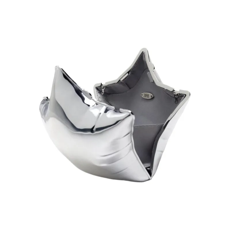 ZARA Acrylic One Shoulder Handheld Crossbody Bag Mini Women's Silver-5