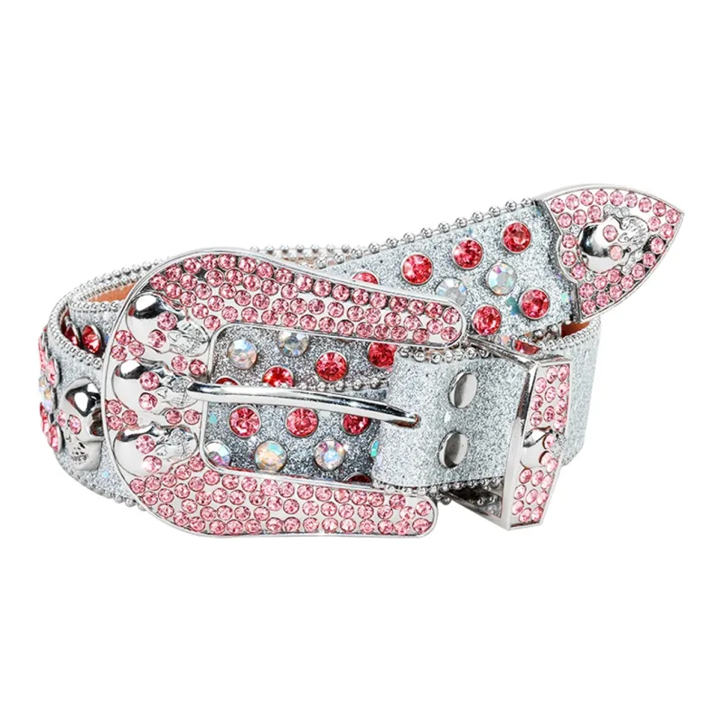 NINE NAIL 9 Section Spike Vintage Trendy Y2K Pin Buckle Stud Rhinestone Embellished Belt Belt Unisex Width  3.8cm-9