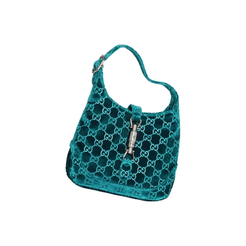 GUCCI Jackie 1961 Velvet Handbag Shoulder Bag Women's Dark Blue-2