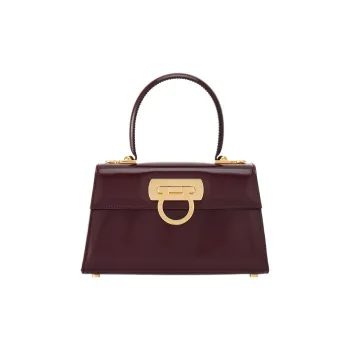 FERRAGAMO GANCINI Cow Leather Shoulder Bag, Crossbody Bag, Handbag Small Size Women's Burgundy