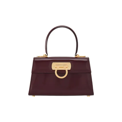 FERRAGAMO GANCINI Cow Leather Shoulder Bag, Crossbody Bag, Handbag Small Size Women's Burgundy