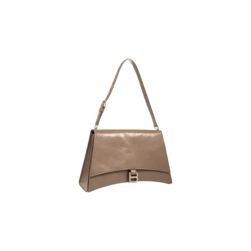 Balenciaga CRUSH Calfskin Handbag Shoulder Bag Medium Size Women's Brown-1