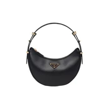 PRADA Arqué Leather Shoulder Bag Black