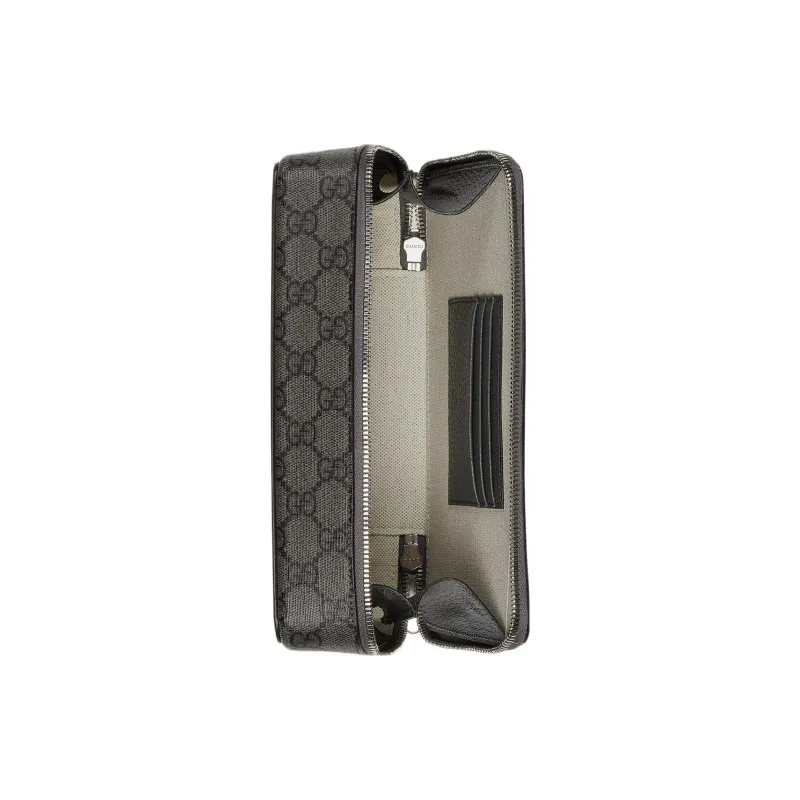 GUCCI Ophidia Canvas With Leather Binding Crossbody Canvas Bag Shoulder Bags Men's Gray & Black-5