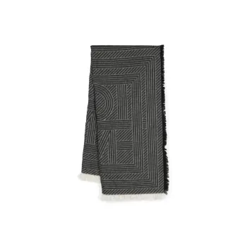 TOTEME Monogram jacquard Striped Fringed Scarf