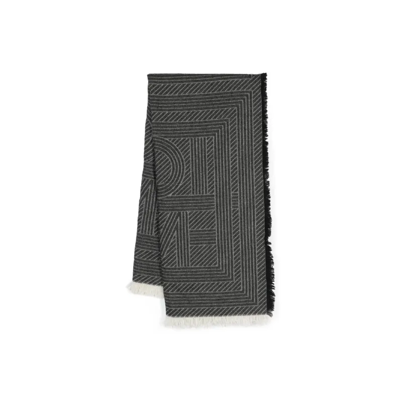 TOTEME Monogram jacquard Striped Fringed Scarf-0
