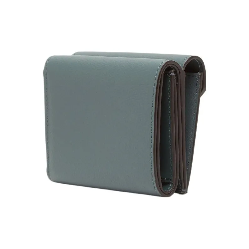 FENDI FF Diamonds Series Calfskin Wallet Medium Size Women's Green-1
