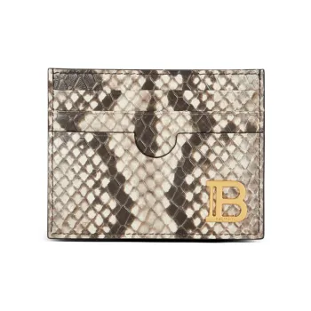 BALMAIN B-BUZZ Calfskin Card Holder Women's Brown