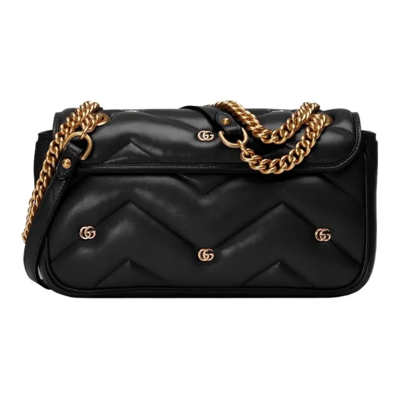 GUCCI GG Marmont Quilting Leather Crossbody Bag Shoulder Bag Women's Black-7