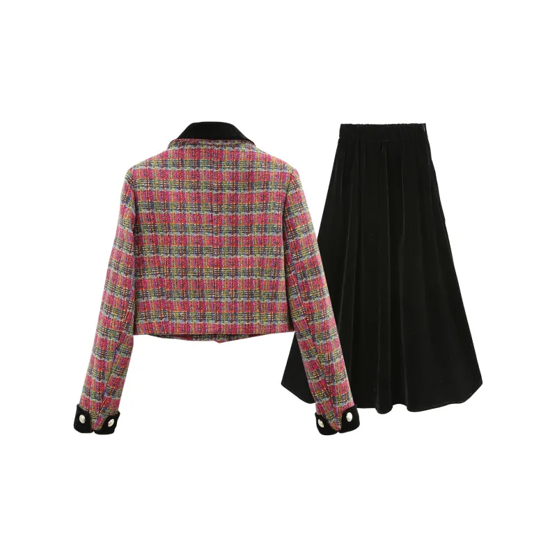 A Paradise For Awakening Skirt Set Women's Red Plaid-1