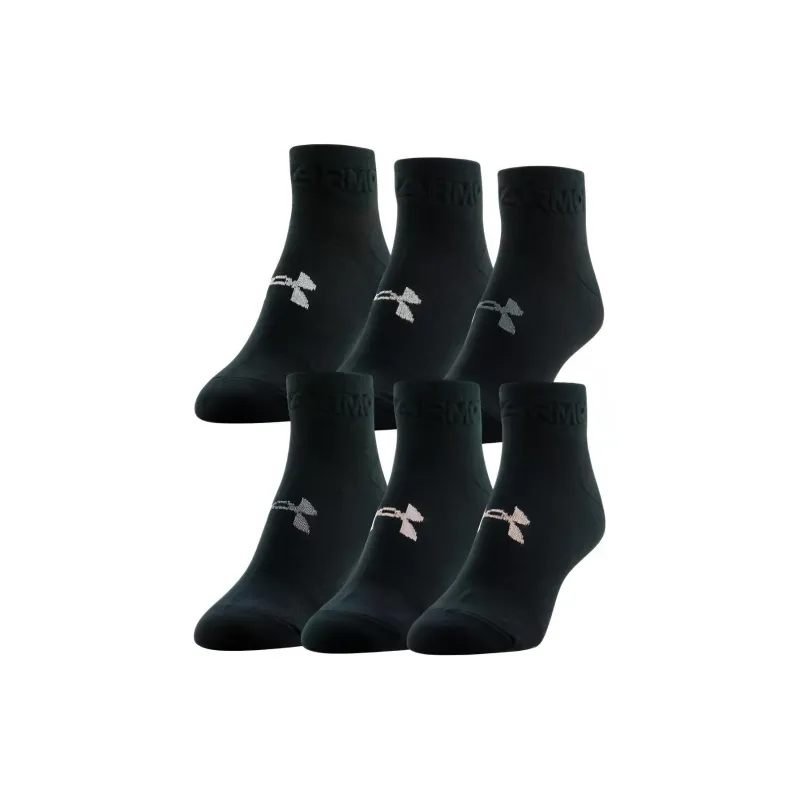 Under Armour Women's UA Essential 6-Pack Low Cut Socks Ankle Socks Women's 6 Pack Black/Vintage Pink-0