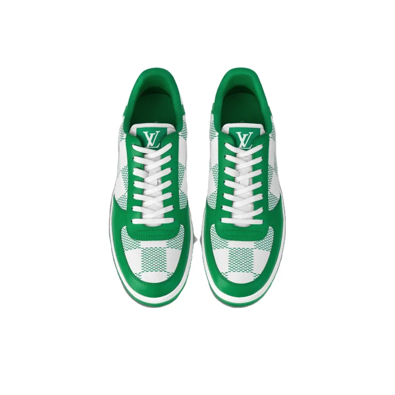 LOUIS VUITTON Lv Rivoli Sneakers 'Green With Plaid'-3