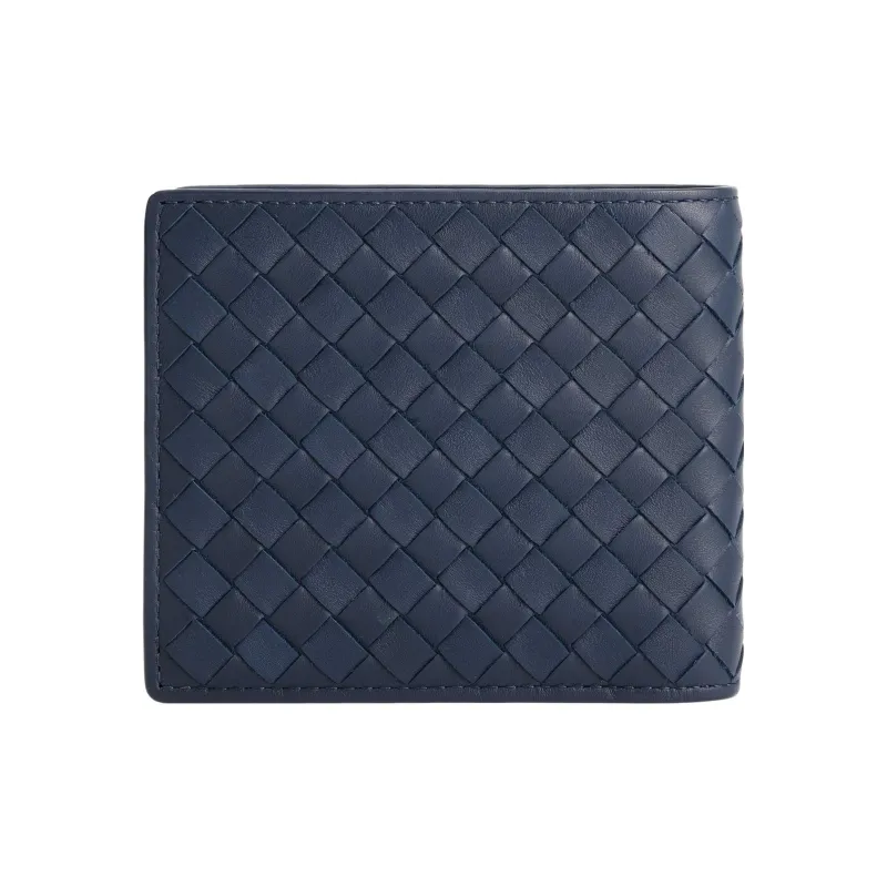Bottega Veneta Cow Leather Card Holder, Wallet Unisex Dark Blue-2