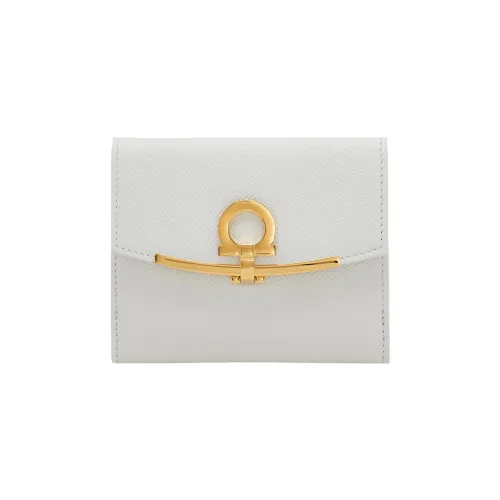 FERRAGAMO GANCINI Calfskin Wallet Women's Optical White