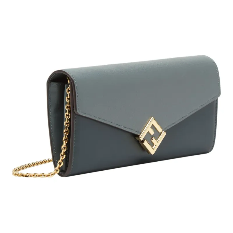 FENDI FF Diamonds Series Calfskin Shoulder Bag Crossbody Bag Wallet Regular Women's Green-1