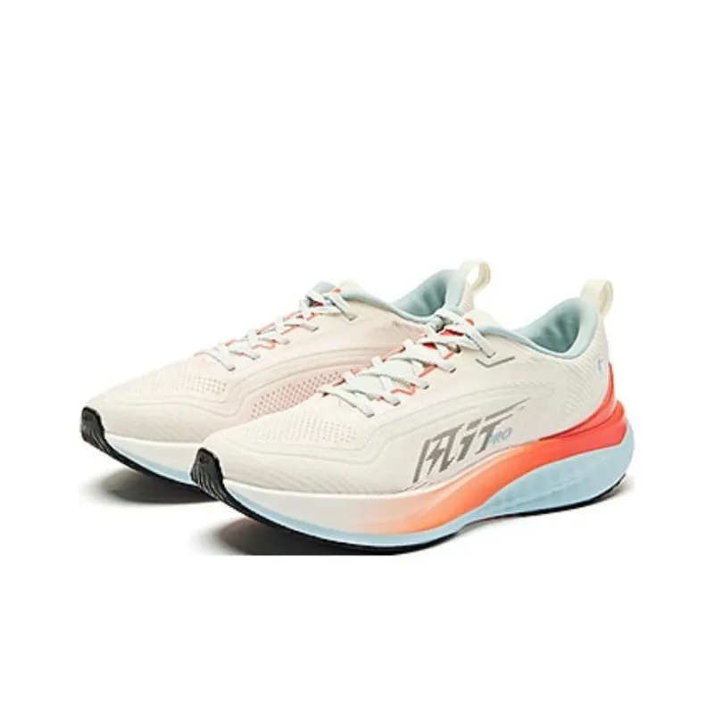 QIAODAN Cushioning Wear Resistant Low Top Running Shoes Men's White Blue-2
