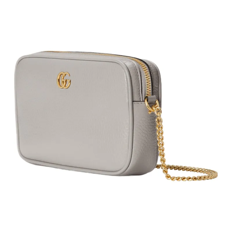 GUCCI GG Marmont Leather Crossbody Bag Shoulder Bag Women's Gray-1