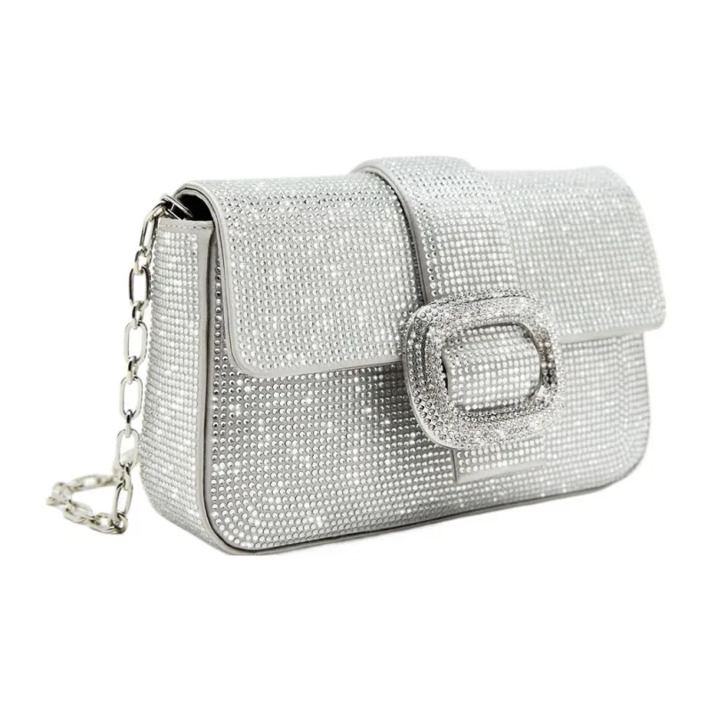 ZARA Polyester Crossbody Bag Shoulder Bag Women's Silver-1