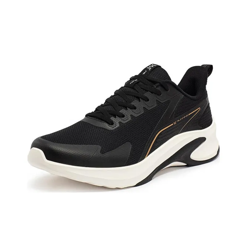 361° Cushioned Wear-Resistant Breathable Low-Top Running Shoes Men's Black Gold-2