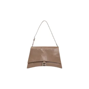 Balenciaga CRUSH Calfskin Handbag Shoulder Bag Medium Size Women's Brown
