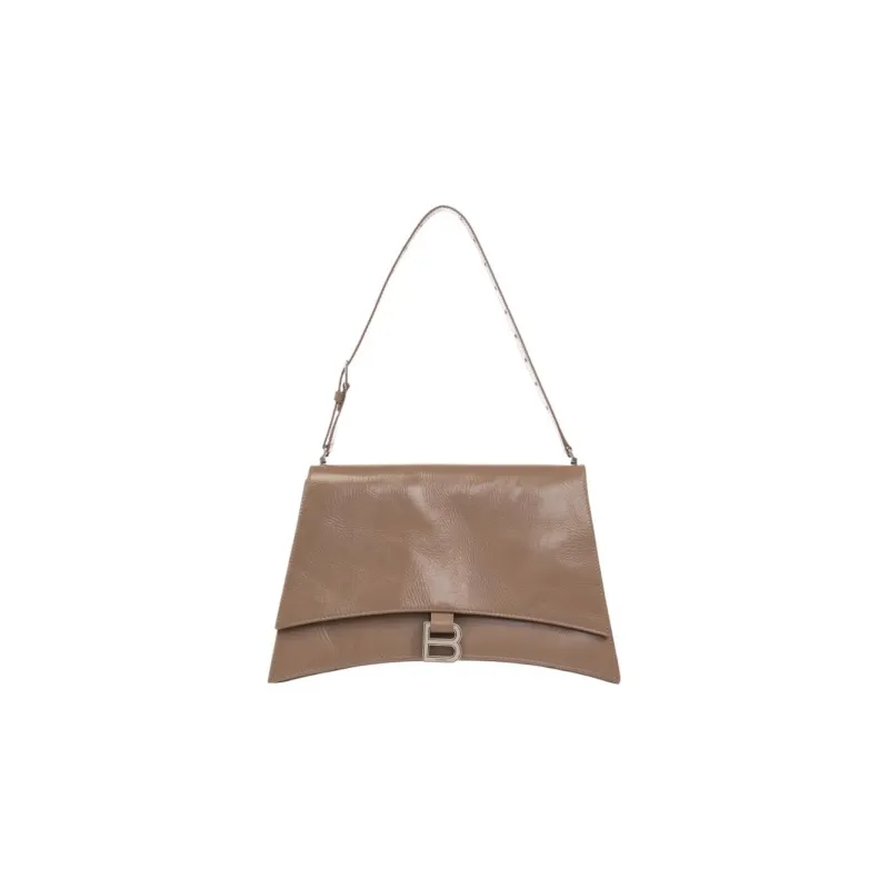 Balenciaga CRUSH Calfskin Handbag Shoulder Bag Medium Size Women's Brown-0