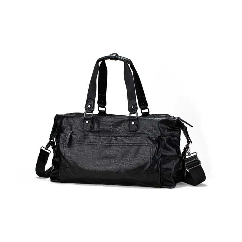 RUIGOR PU Storage Bag Gym Bag Regular Unisex Black-2