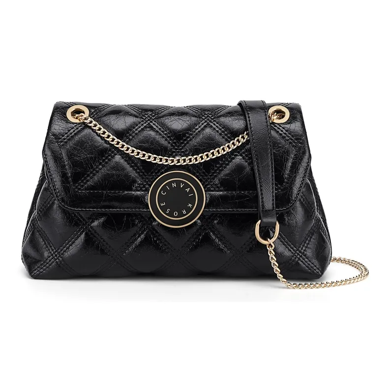 Simvay Clos Cow Leather With Synthetic Leather Shoulder Bag Crossbody Bag Shoulder Bag Small Size Women's Black-1