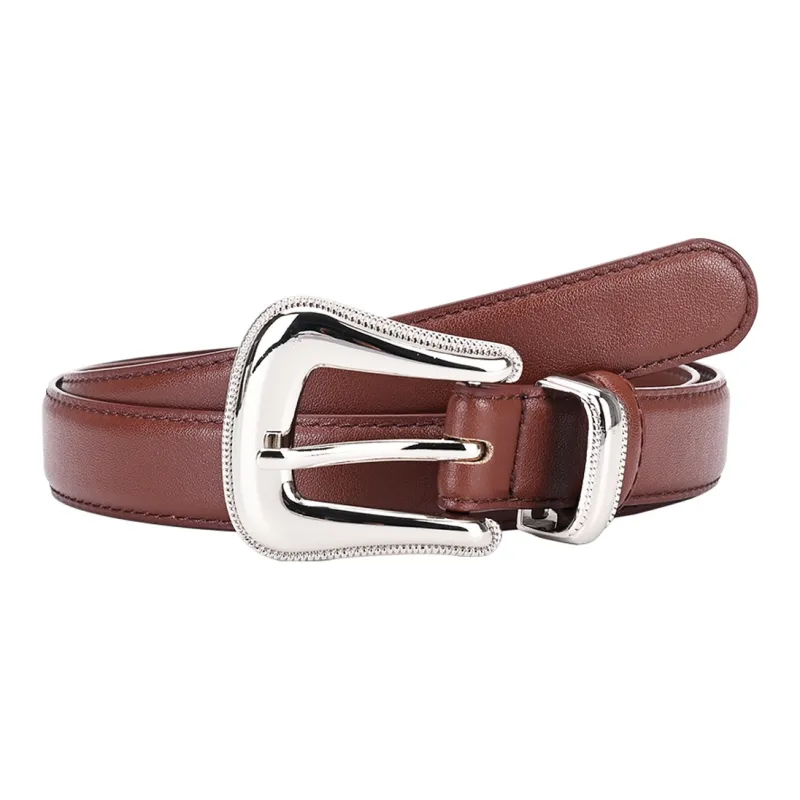 NINE NAIL 9 Section Vintage Trendy Versatile Pin Buckle Cow Leather Genuine Leather Women's Belt Women's Width  2.5cm-10