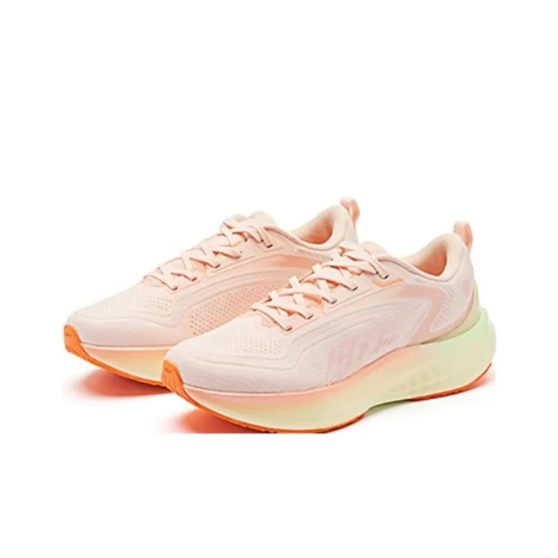 QIAODAN BOOM PRO Cushioning Wear Resistant Low Top Running Shoes Women's Pink Yellow-2
