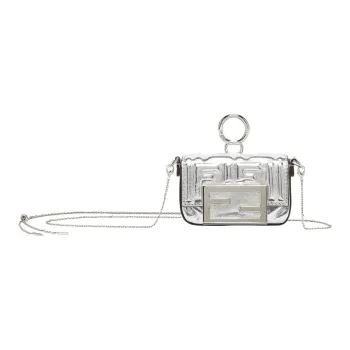 FENDI Baguette Lambskin Bag Accessories Extra Mini Women's Silver