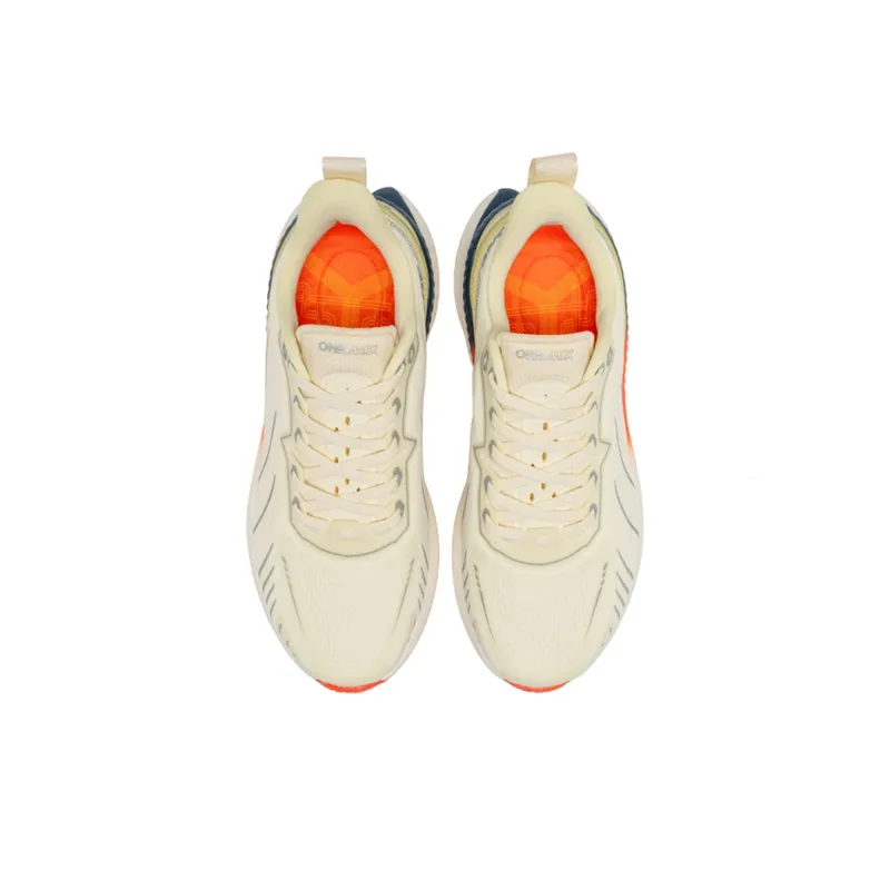 ONEMIX Shock Absorber Low-Top Running Shoes Unisex Bentley White Beige White-3