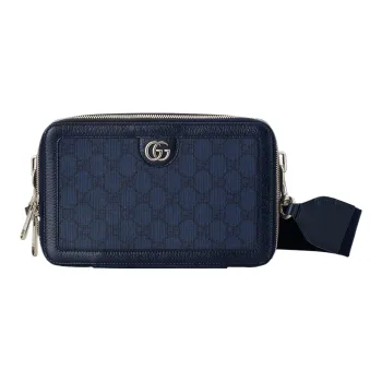 GUCCI Ophidia Canvas With Leather Binding Crossbody Canvas Bag, Shoulder Bag Men's Blue & Black