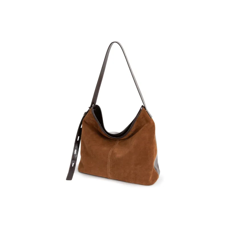 VENOF Genuine Cow Leather Commute Tote Shoulder Bag Women's Natural Brown/Lazy Coffee Brown/Shelle Green-3