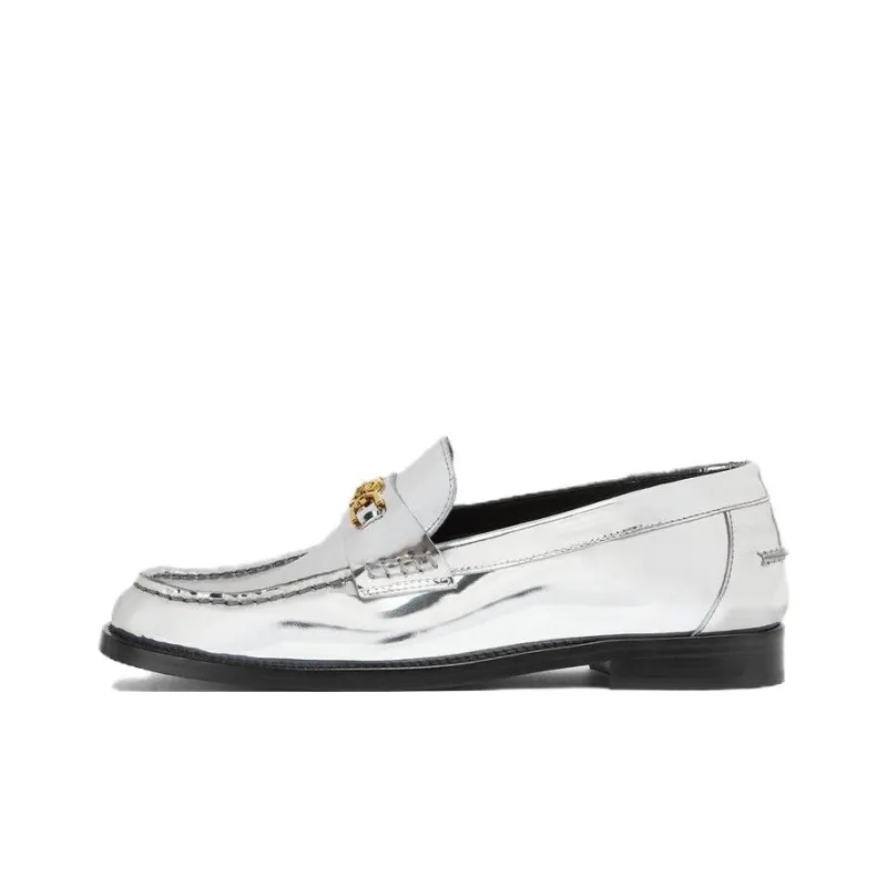 VERSACE Medusa Metallic Leather Loafers-0