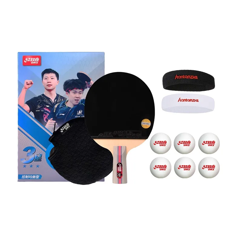 DHS Ping Pong Paddles Unisex Double Sided Inverted Rubber Wooden Black Red-2
