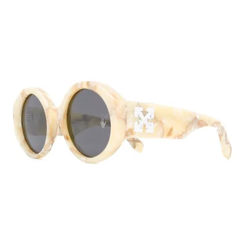 OFF-WHITE Sara Round Frame Sunglasses Yellow Marble/White OWRI022F20PLA0011800