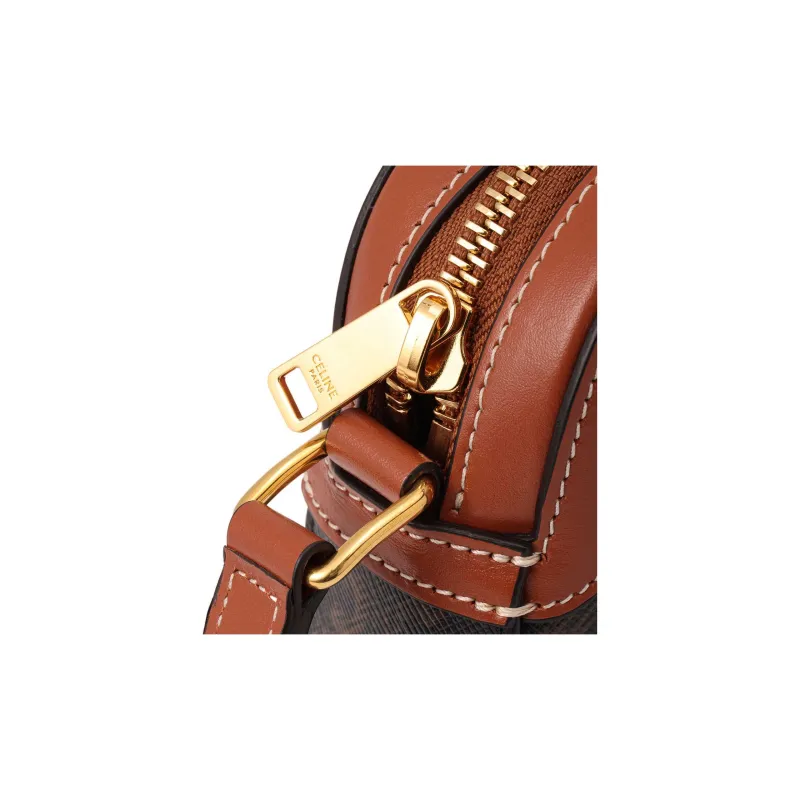 CELINE Triomphe Artificial Leather Camera Bag Shoulder Bag Crossbody Bag Small Size Women's Tawny-4